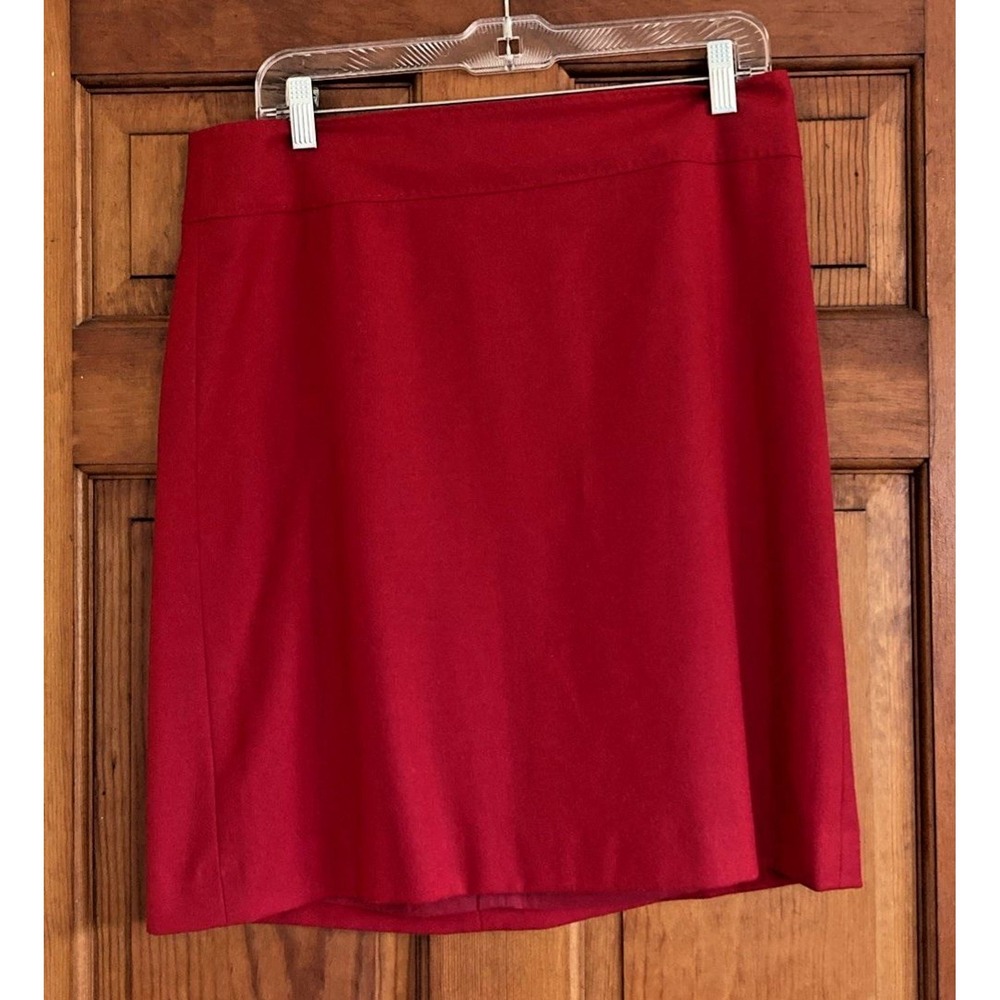 Talbots Womens 10 Red Wool Blend Tailored Pencil Skirt Academia Holiday Tailored